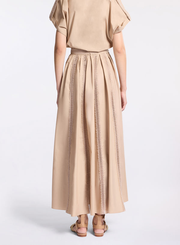 Elie Saab Trim Embellished Poplin Skirt Sand Gazelle