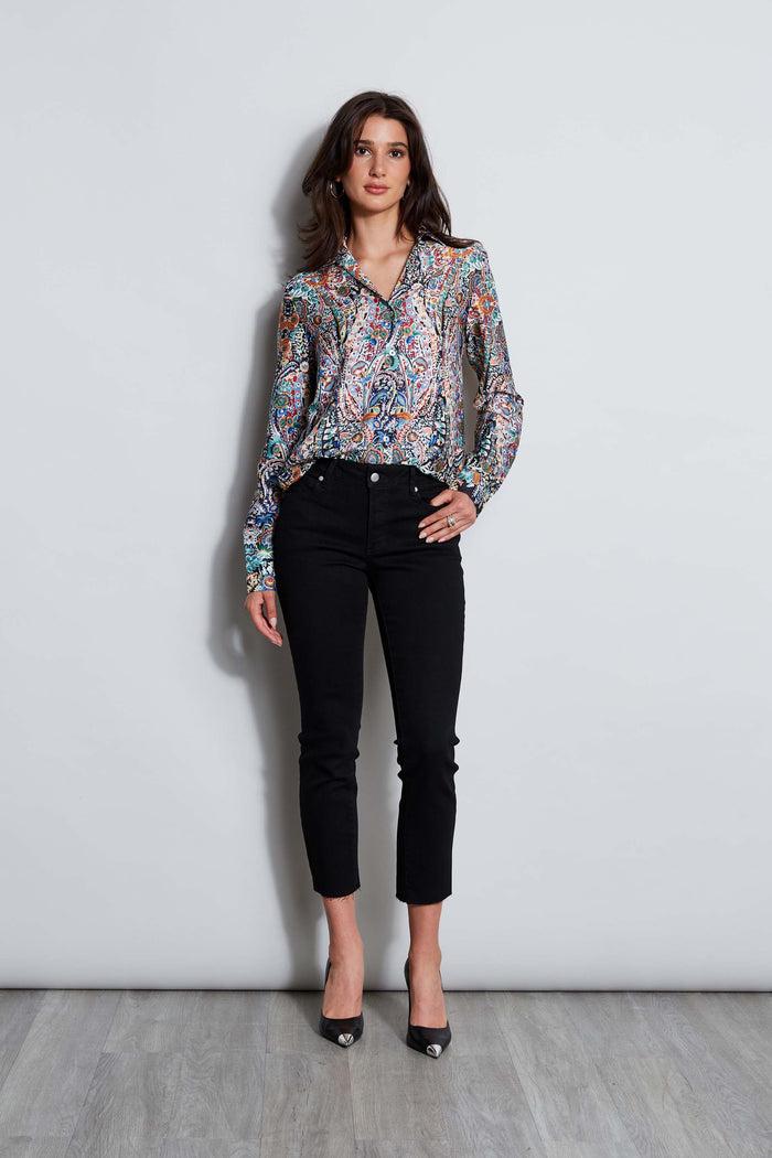 Elie Tahari 28" Denim Skinny Button Jeans BLACK RINSE WASH