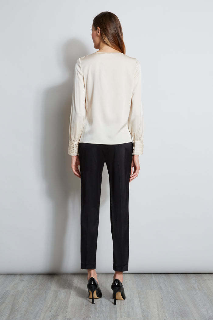 Elie Tahari Asymmetric Silk Pearl Shirt SATIN SLIPPER