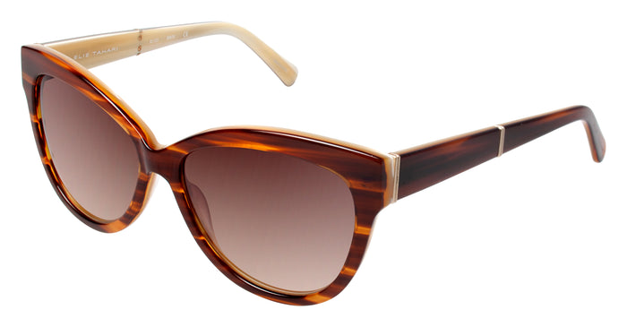 Elie Tahari Cat Eye Acetate Sunglasses Blonde Horn/ Cream