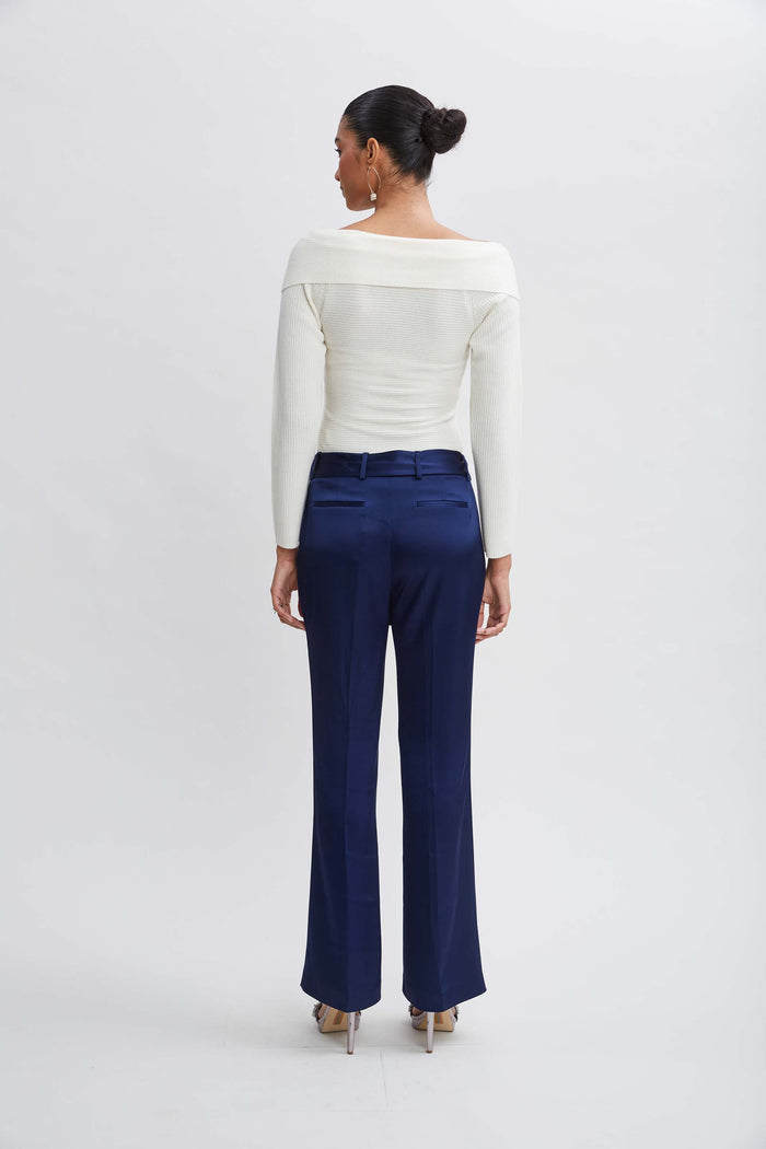 Elie Tahari Cross Shoulder Cashmere Merino Sweater SNOW