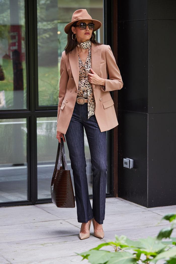 Elie Tahari 7 Button Blazer CAMEL