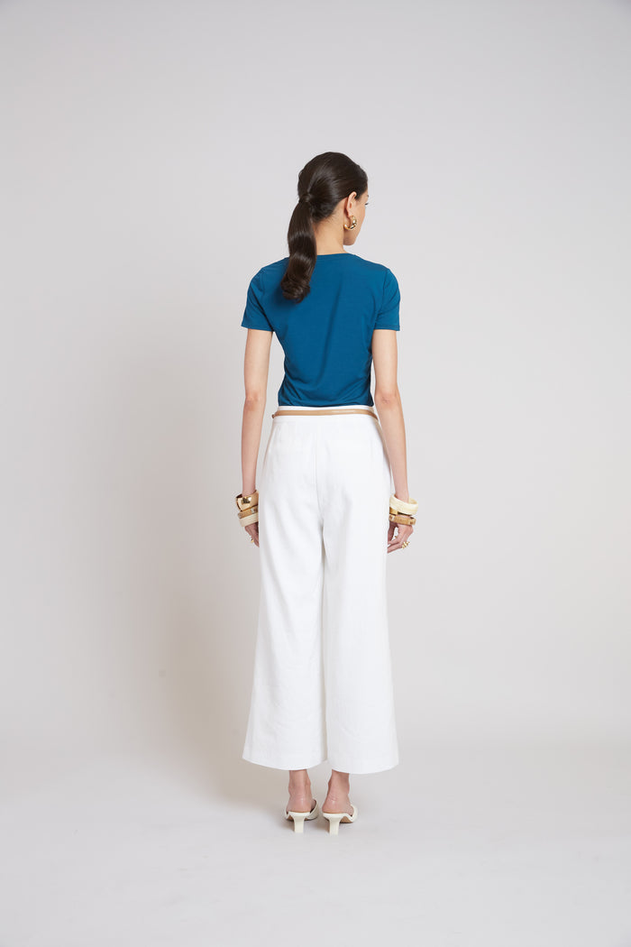 Elie Tahari Asymmetric Knot T-Shirt ULTRAMARINE