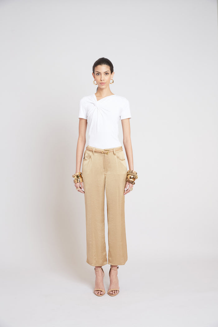 Elie Tahari Asymmetric Knot T-Shirt WHITE