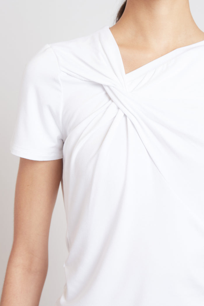 Elie Tahari Asymmetric Knot T-Shirt WHITE