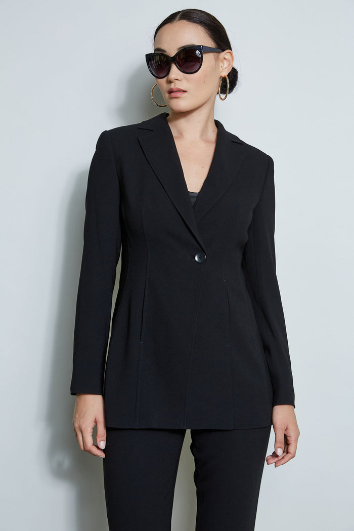 elie tahari Asymmetric Single Button Blazer BLACK
