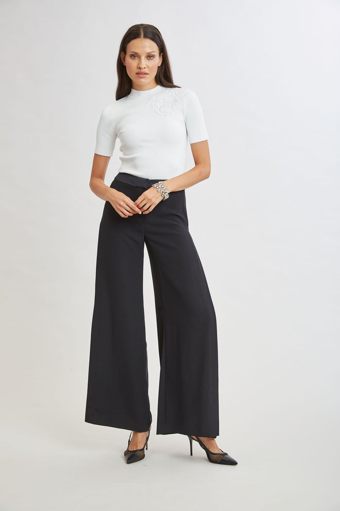 Elie Tahari Beaded Rib Sweater PEARL