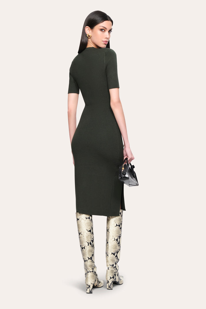 Elie Tahari Bella Ribbed Dress DARK WILLOW