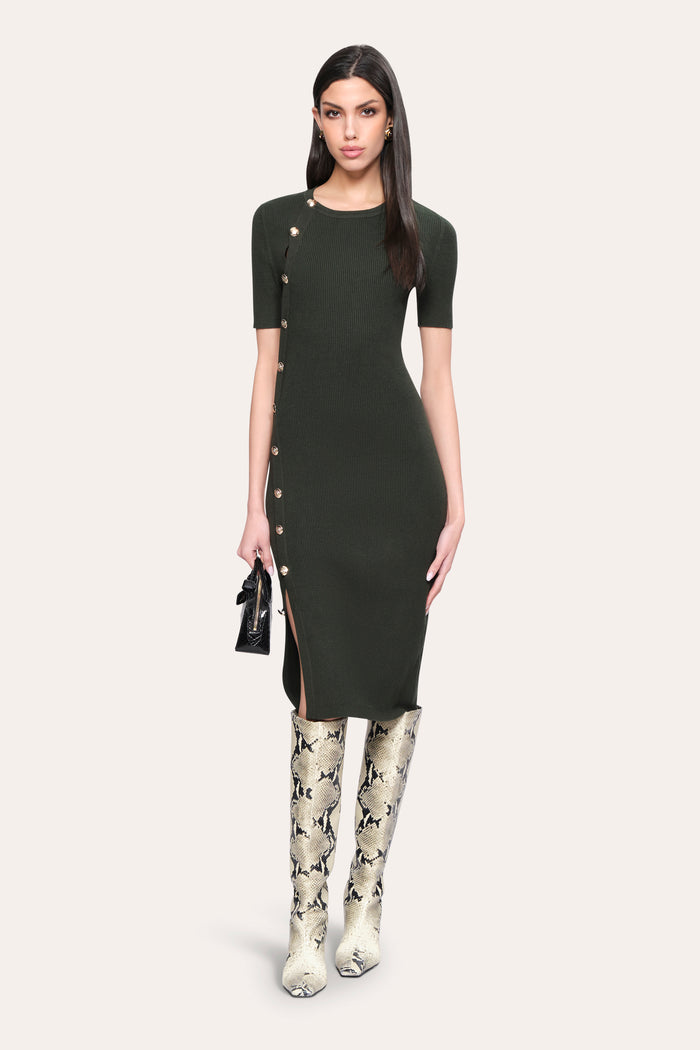 Elie Tahari Bella Ribbed Dress DARK WILLOW