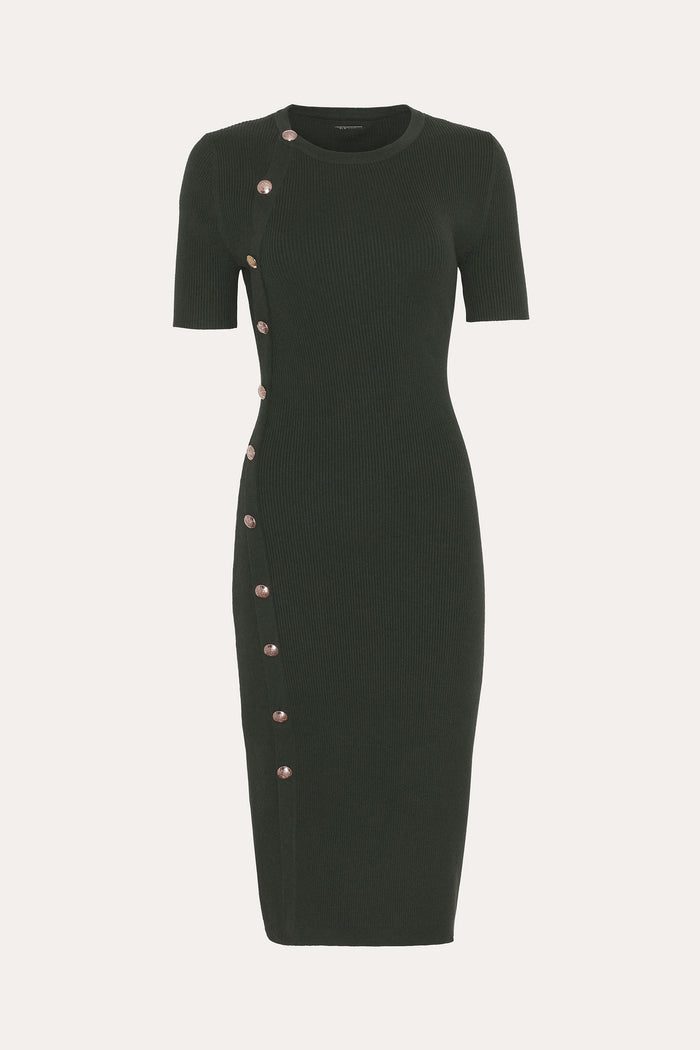 elie tahari Bella Ribbed Dress DARK WILLOW