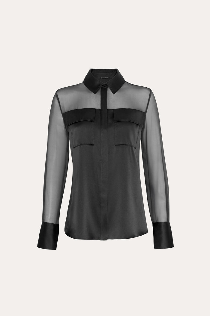 elie tahari Bia Silk Blouse BLACK