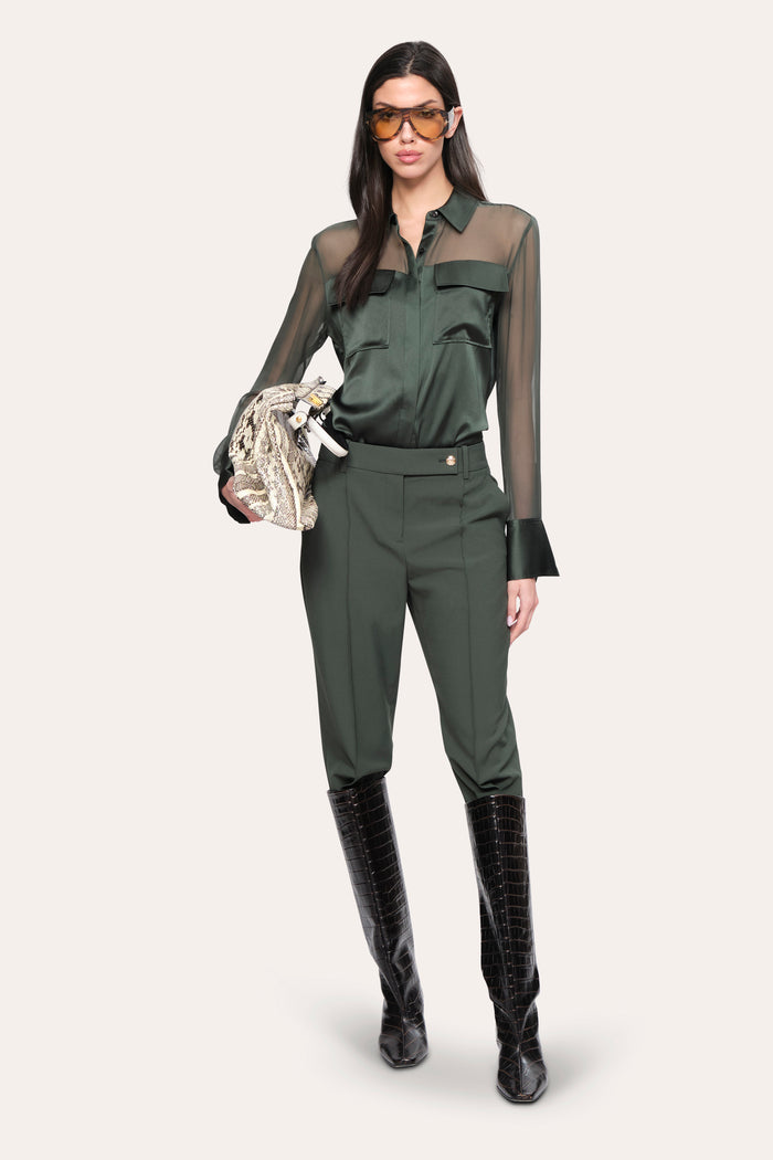 Elie Tahari Bia Silk Blouse DARK WILLOW