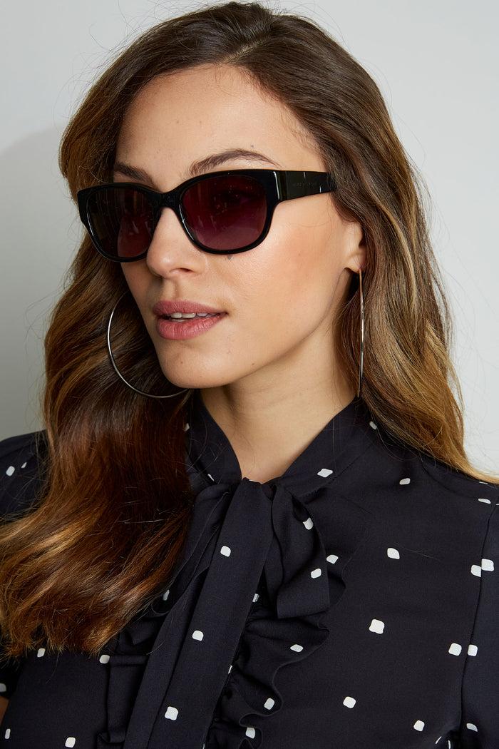 elie tahari Black Rectangular Sunglasses Black