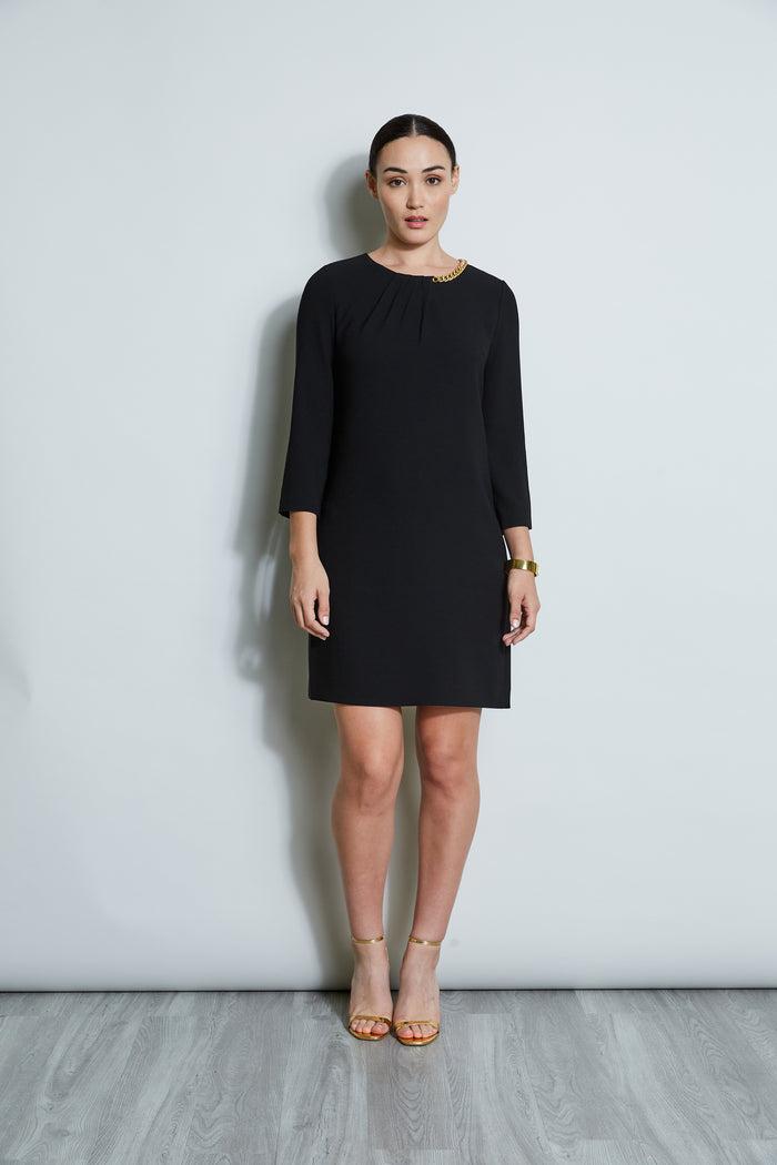 elie tahari Chain Shift Dress BLACK