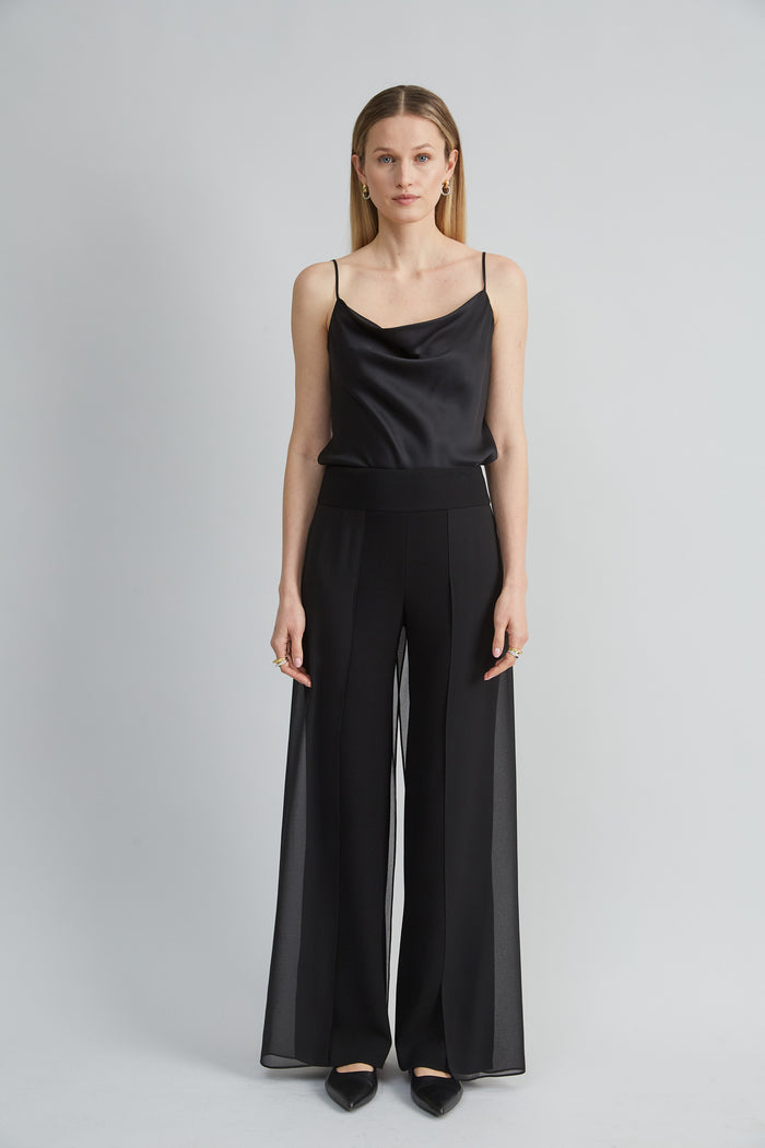 Elie Tahari Chiffon Panel Pant BLACK