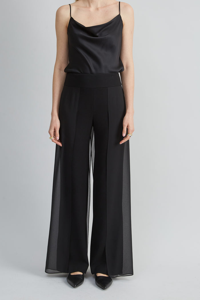 elie tahari Chiffon Panel Pant BLACK