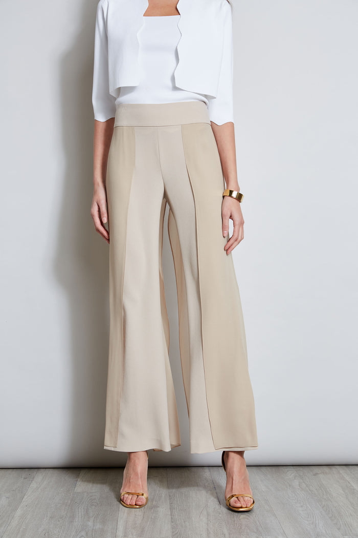 elie tahari Chiffon Panel Pant ISLAND SAND