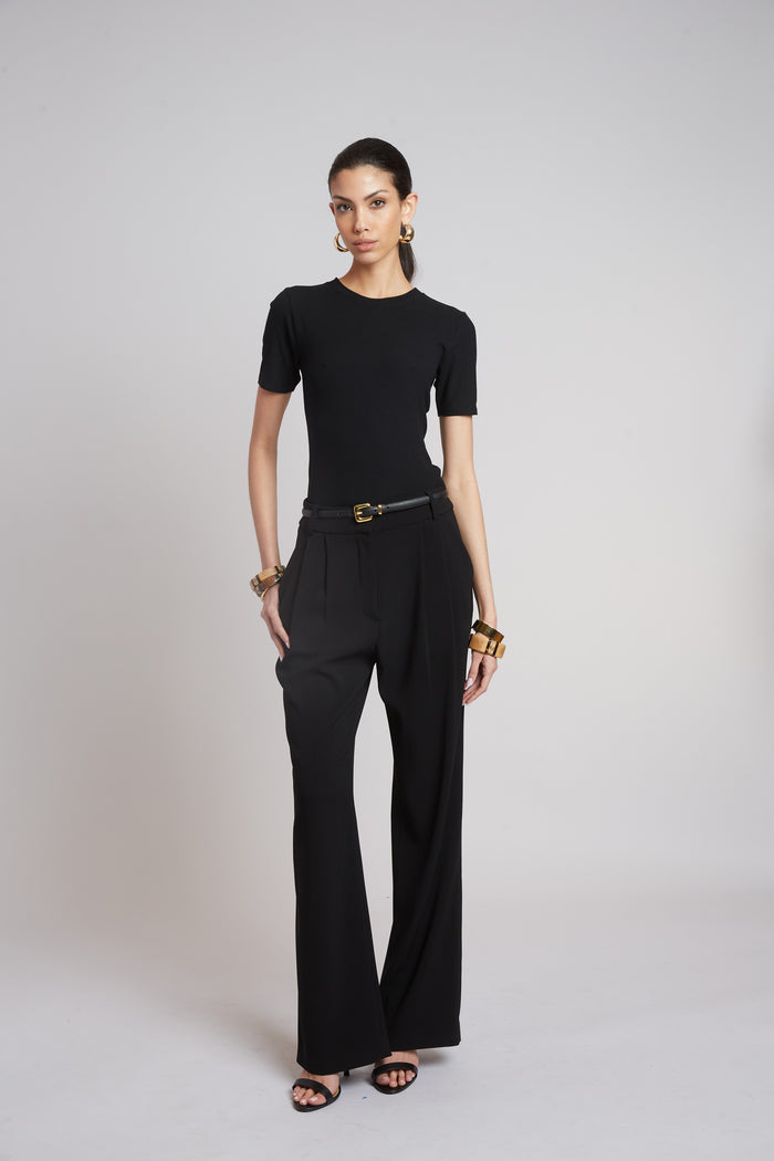 Elie Tahari Classic Rib Tee BLACK