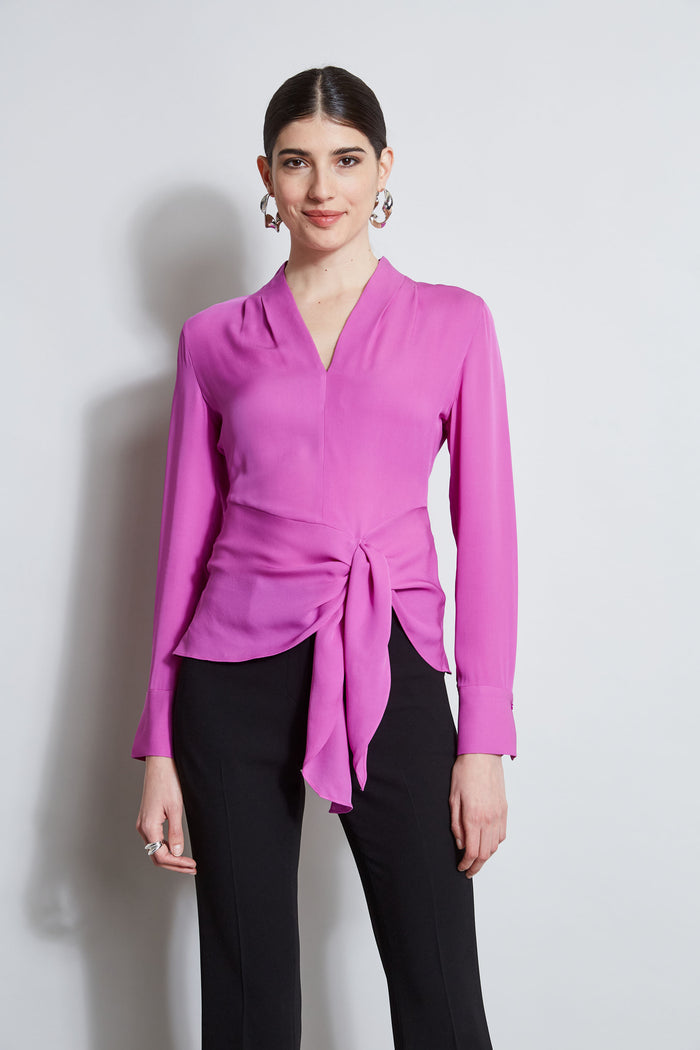 elie tahari Contour Side Tie Shirt PEONY