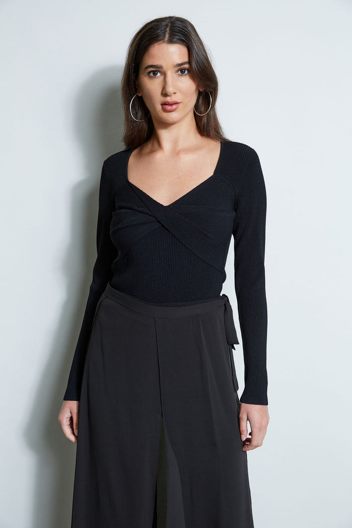 elie tahari Contour Twist Sweater NOIR