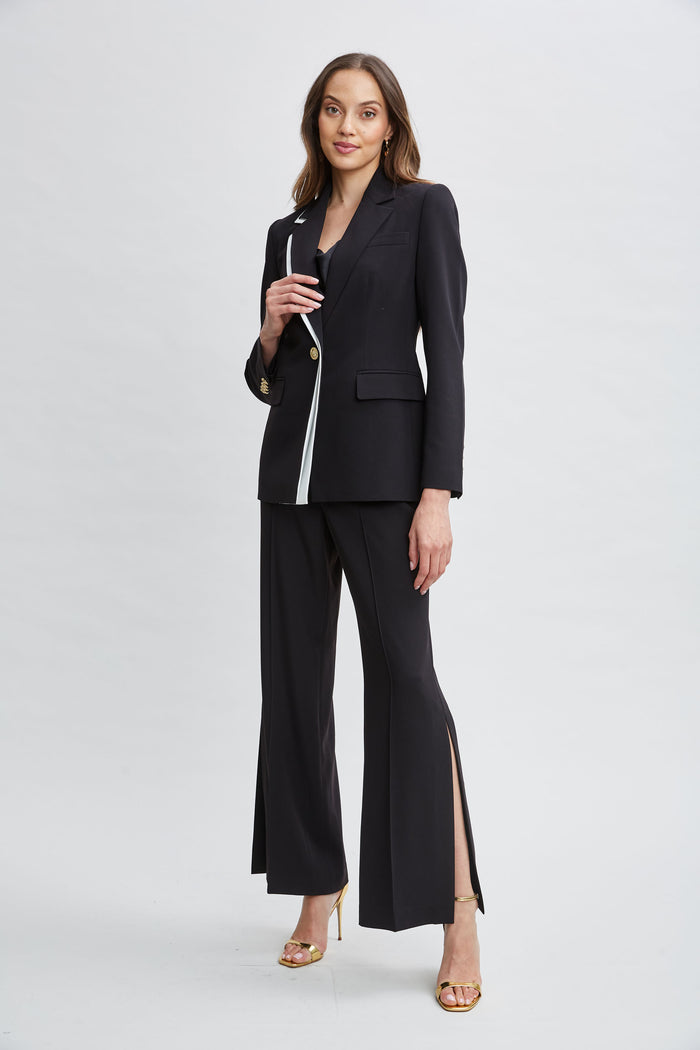 Elie Tahari Contrast Trim Blazer Noir/Sky White