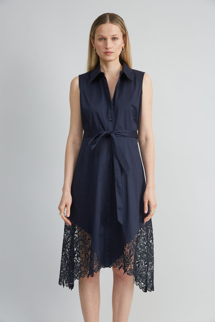 Elie Tahari Cotton Lace Hem Dress STARGAZER