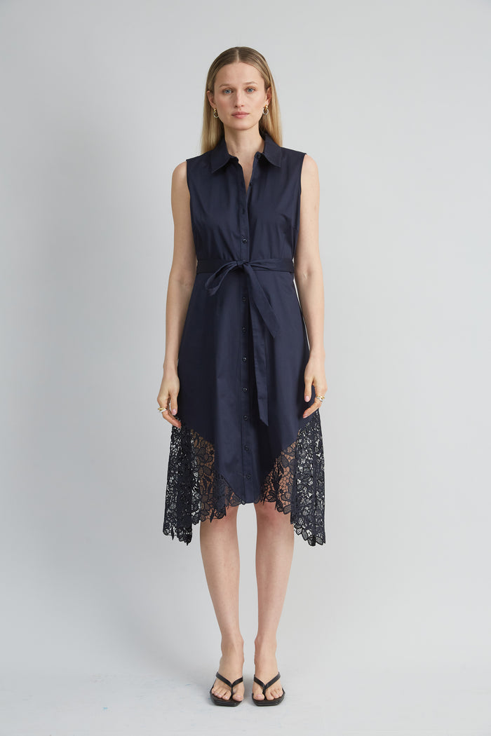 elie tahari Cotton Lace Hem Dress STARGAZER