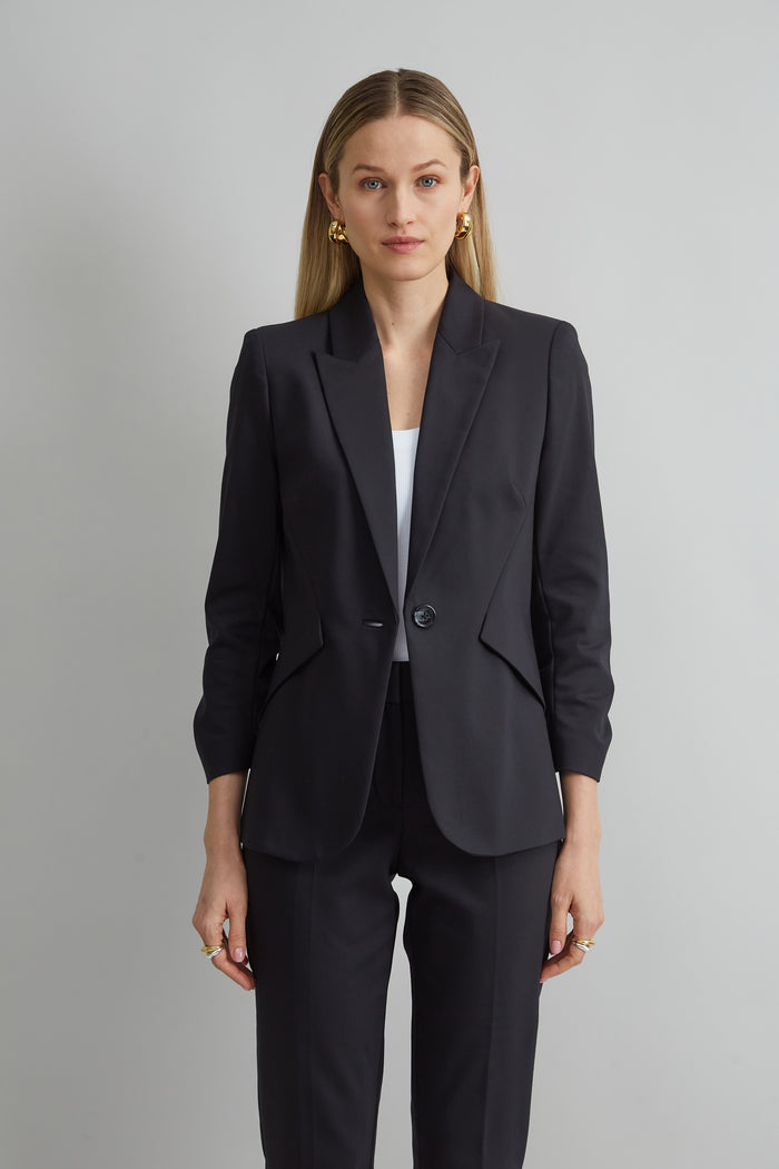elie tahari Cotton Panel Blazer BLACK
