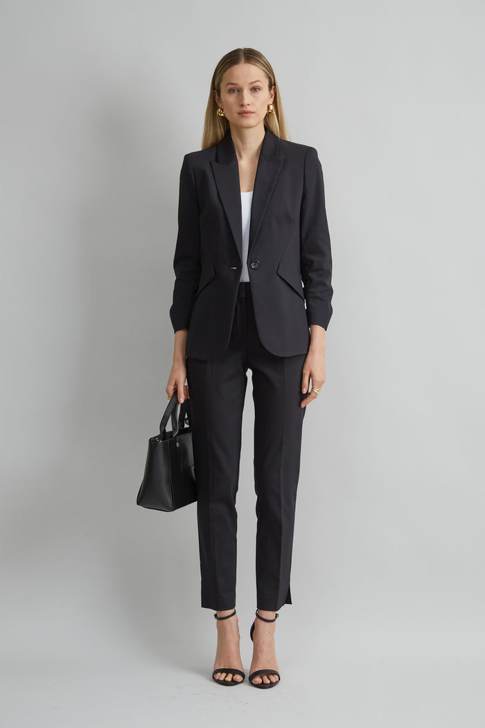Elie Tahari Cotton Slim Slit Pant BLACK
