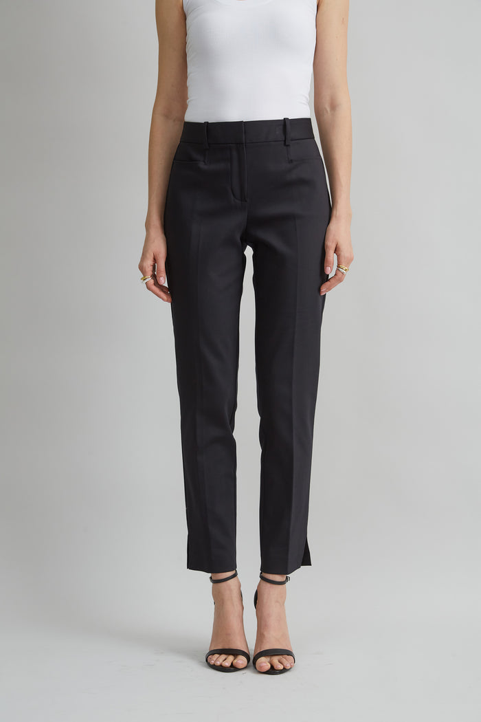 elie tahari Cotton Slim Slit Pant BLACK