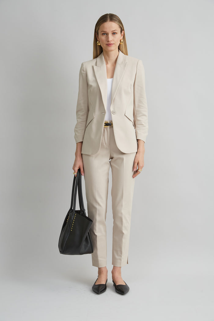 Elie Tahari Cotton Slim Slit Pant DRIFTWOOD