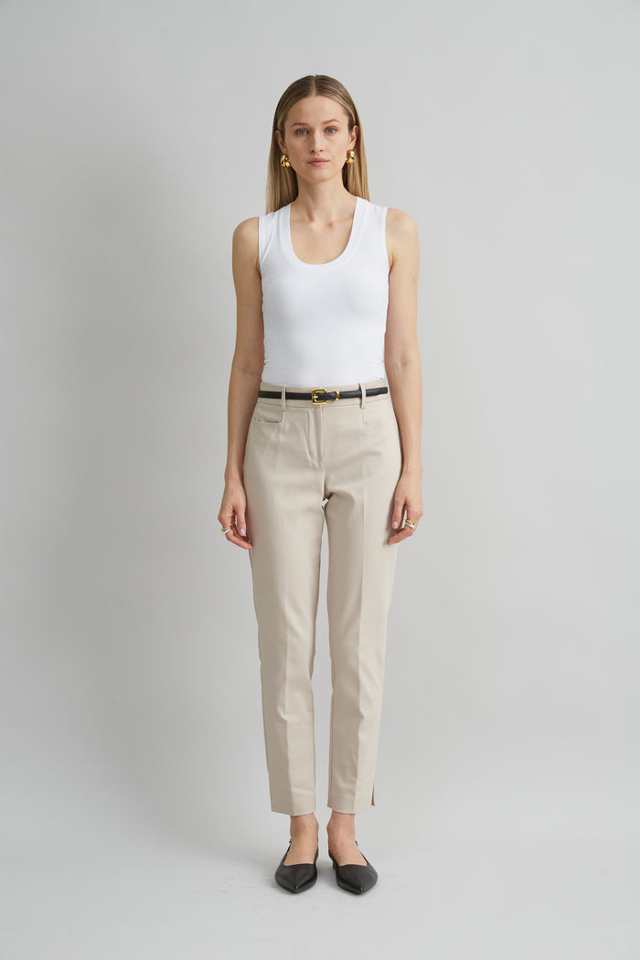 Elie Tahari Cotton Slim Slit Pant DRIFTWOOD