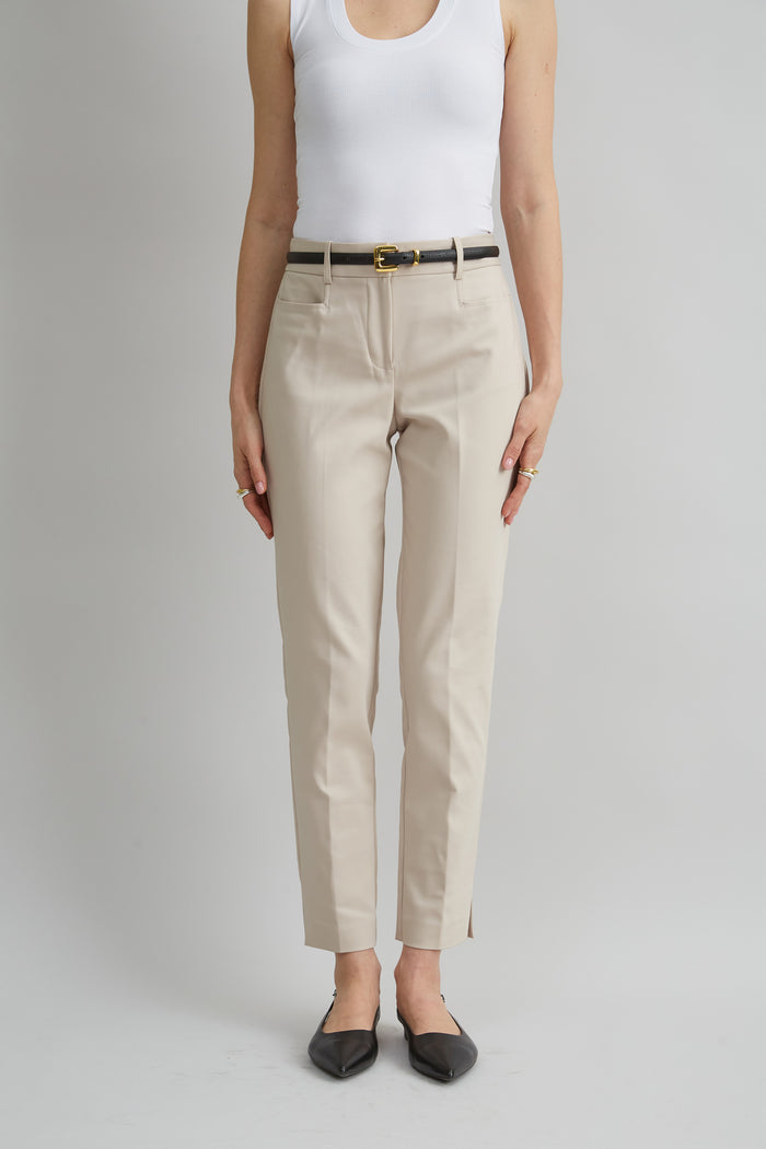 elie tahari Cotton Slim Slit Pant DRIFTWOOD