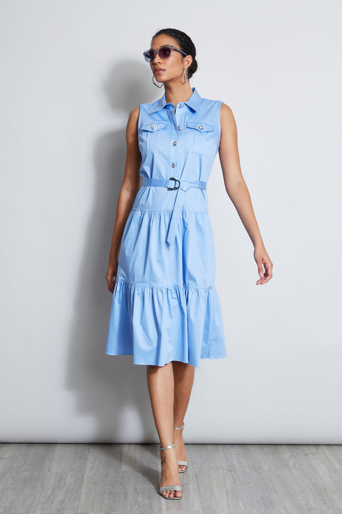 elie tahari Cotton Utility Dress HORIZON BLUE