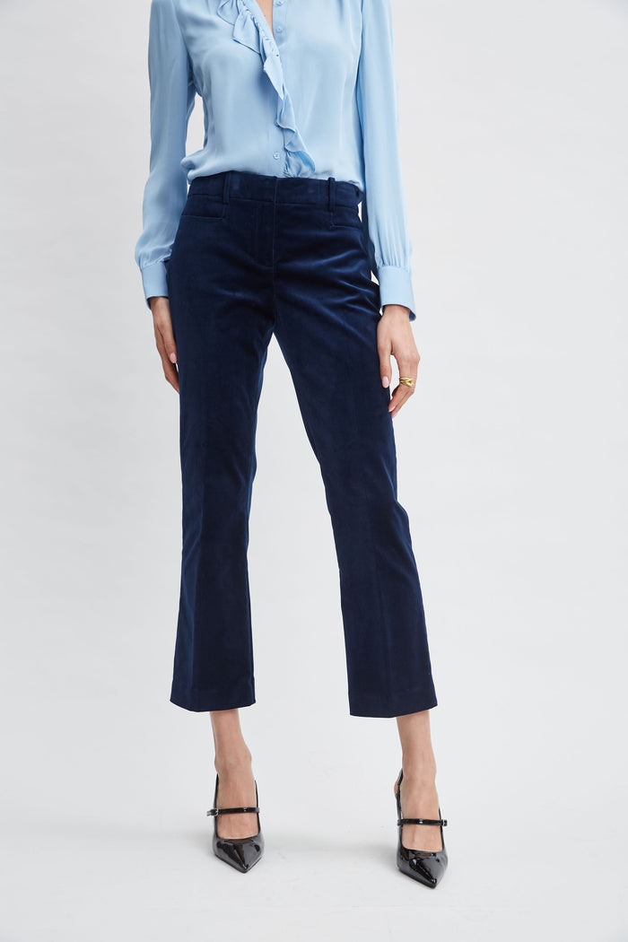 elie tahari Cotton Velvet Flare Pant MIDNIGHT
