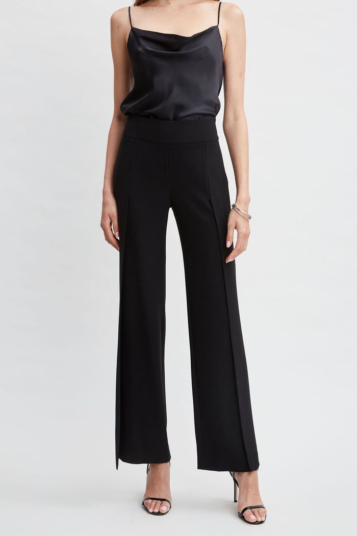 elie tahari Crepe Overlay Slit Pant BLACK