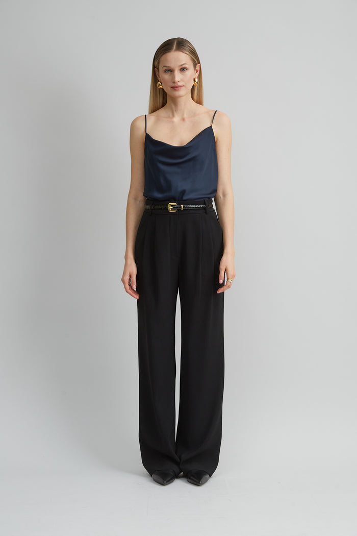 Elie Tahari Crepe Pleated Pant BLACK