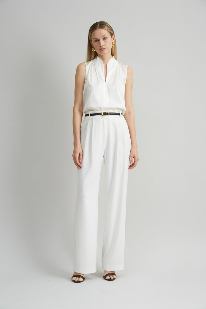Elie Tahari Crepe Pleated Pant FOAM
