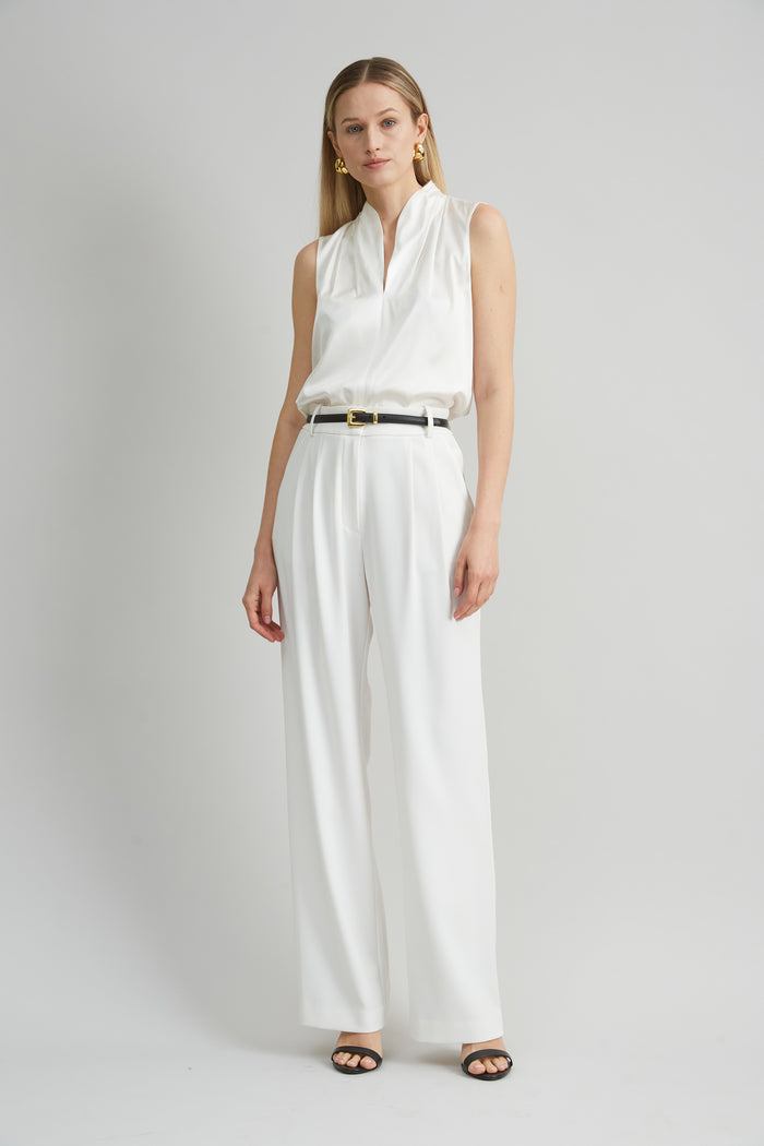 Elie Tahari Crepe Pleated Pant FOAM