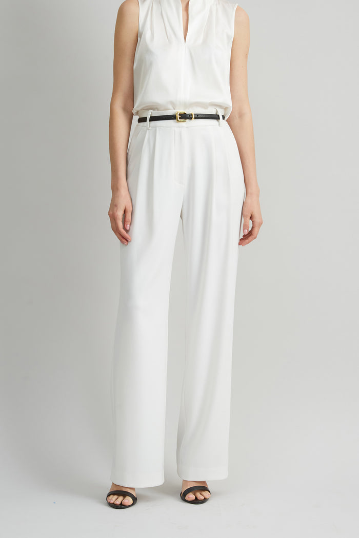 elie tahari Crepe Pleated Pant FOAM