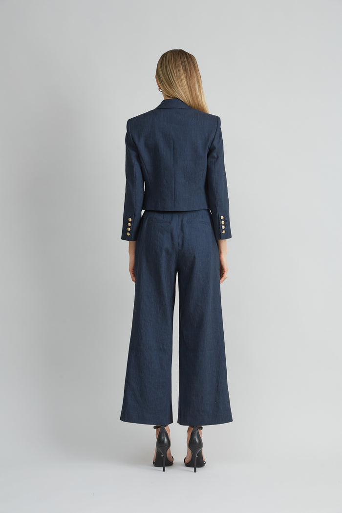 Elie Tahari Cropped Linen Jacket STARGAZER