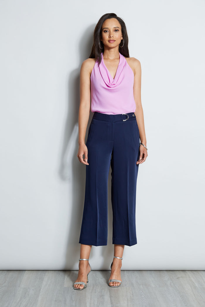 Elie Tahari Cropped Wide Leg Belted Pant PEACOAT