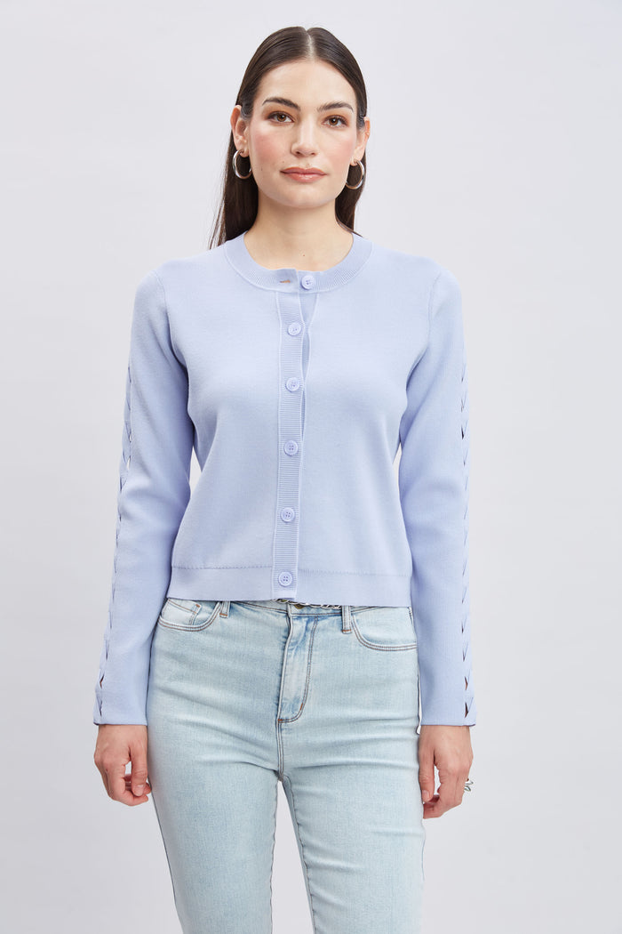 Elie Tahari Cut Out Cardigan MIST