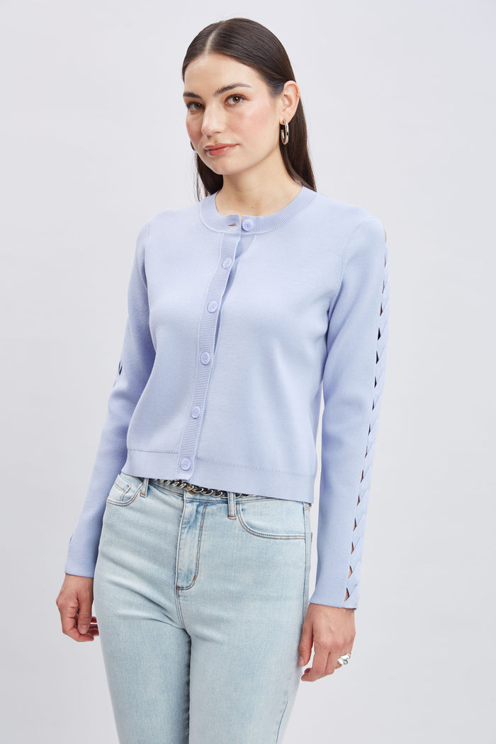 elie tahari Cut Out Cardigan MIST