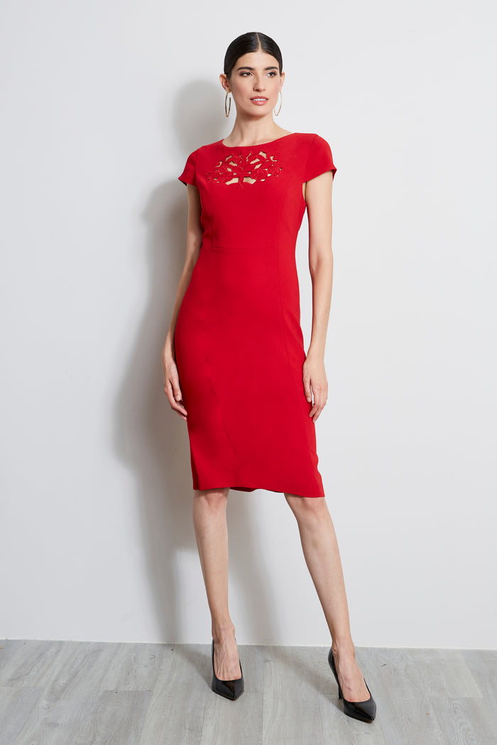 elie tahari Cut Out Embroidered Dress SIREN