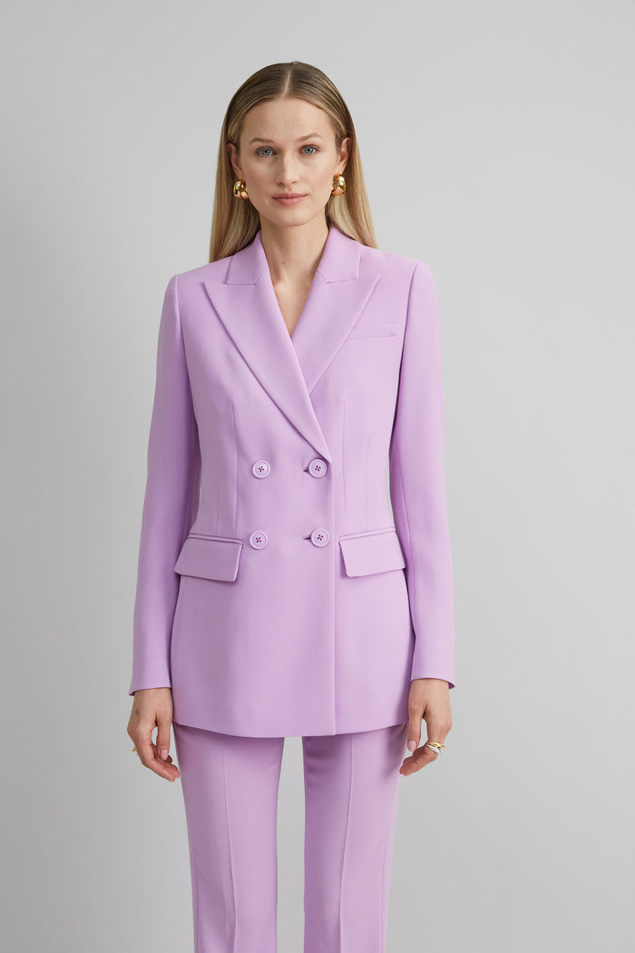 elie tahari Double Breasted Crepe Blazer IRIS