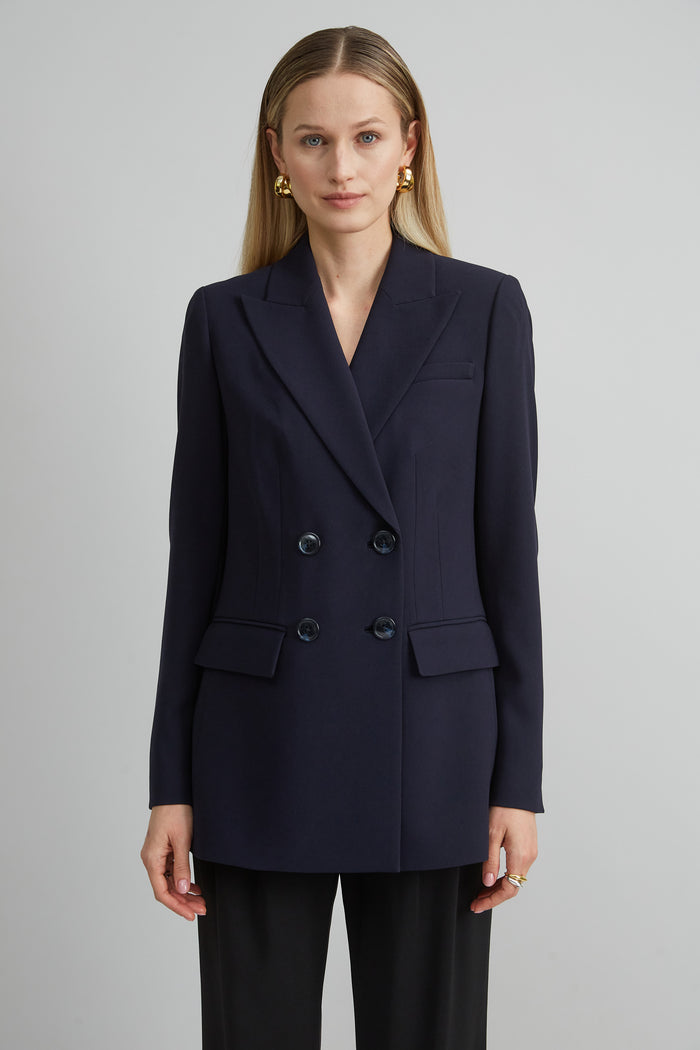 elie tahari Double Breasted Crepe Blazer STARGAZER