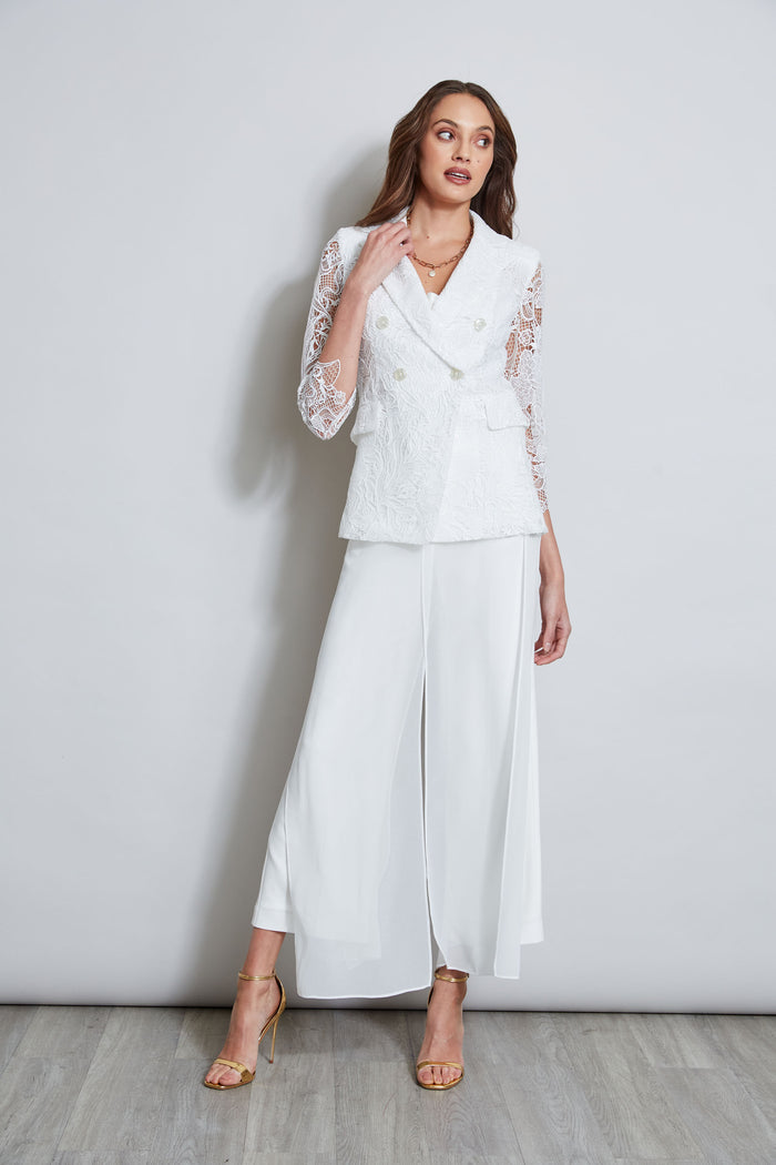 Elie Tahari Double Breasted Lace Blazer FOAM