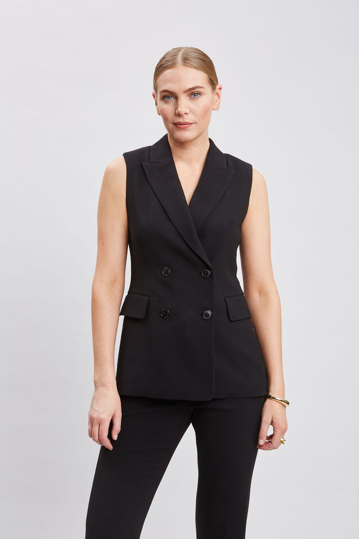 elie tahari Double Breasted Vest BLACK