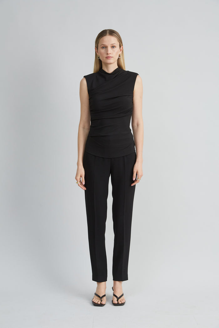 Elie Tahari Draped Jersey Knit BLACK